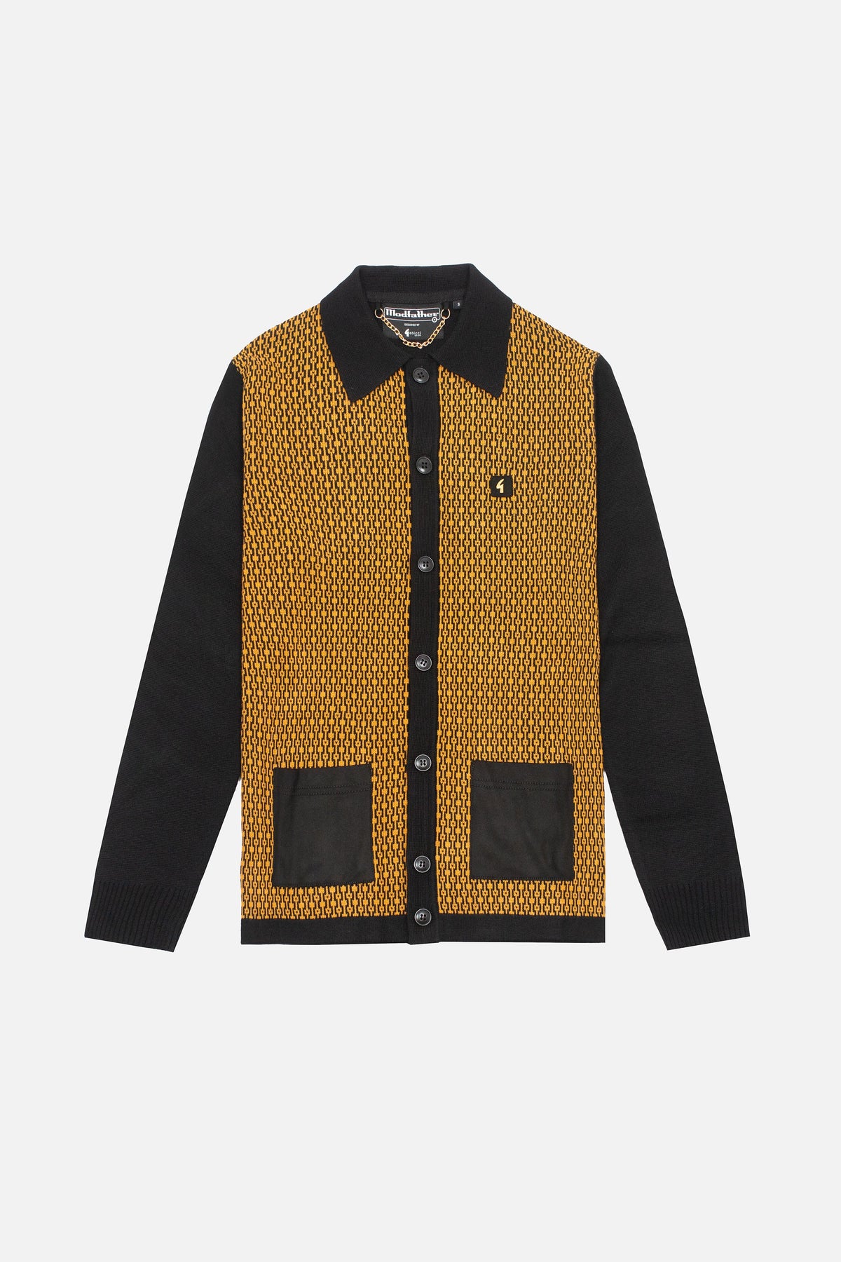 Exclusive Norman Black Honeycomb Geometric Button Through - Cardi