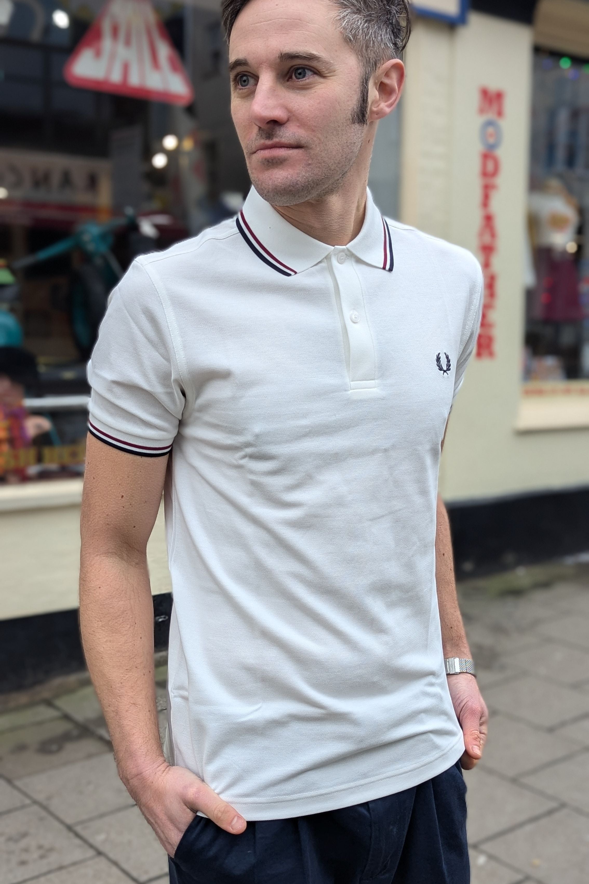 M3600 Snow White / Burnt Red / Navy - Polo