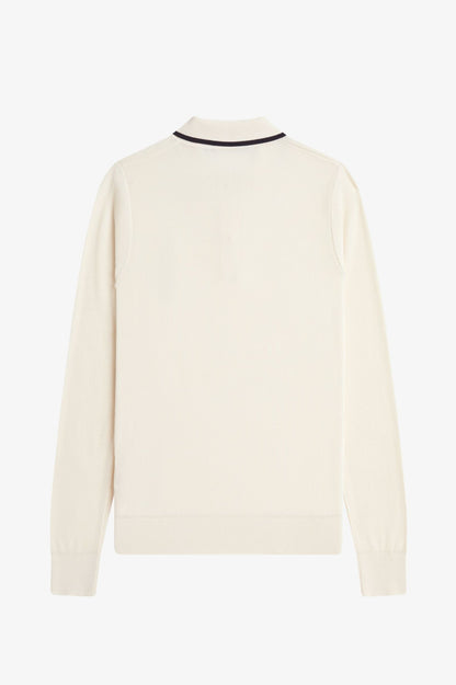 K1135 Ecru Ribbed Knitted LS - Polo