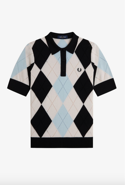 K1116 Argyle Pointelle Silky Peach - Knitted Polo