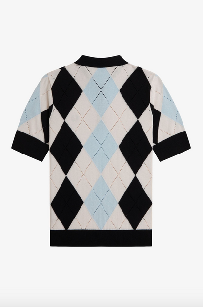 K1116 Argyle Pointelle Silky Peach - Knitted Polo