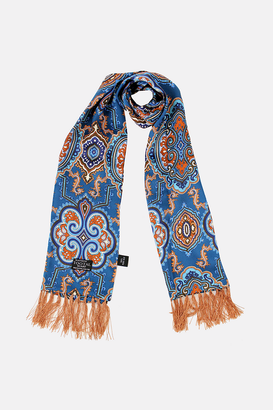 Ocean Blue Medallion - Silk Scarf