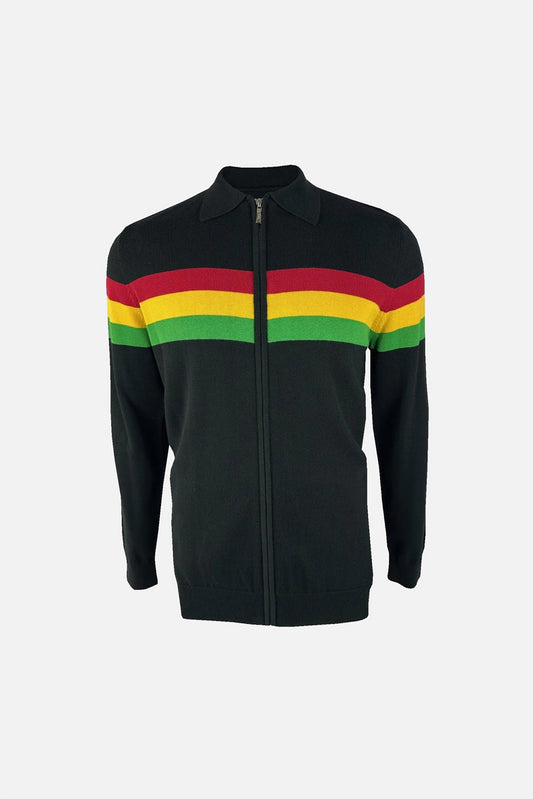 Zip Stripe Black Rasta - Cardigan