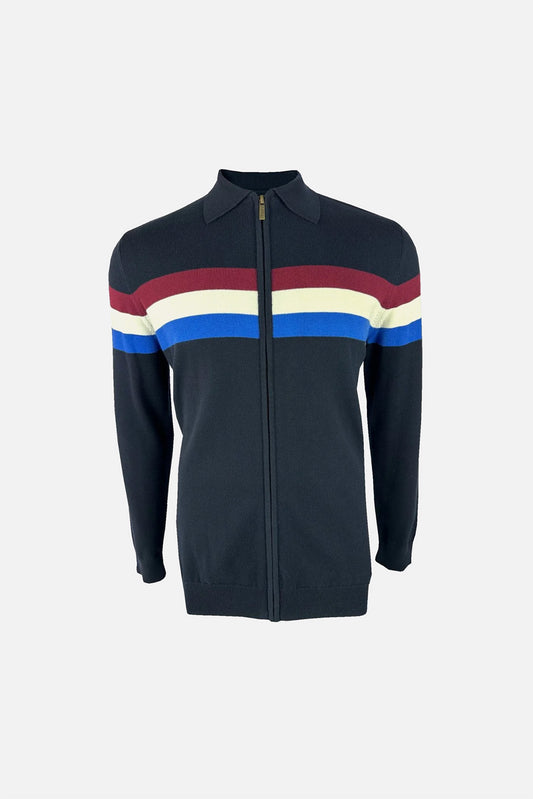 Zip Stripe Navy - Cardigan