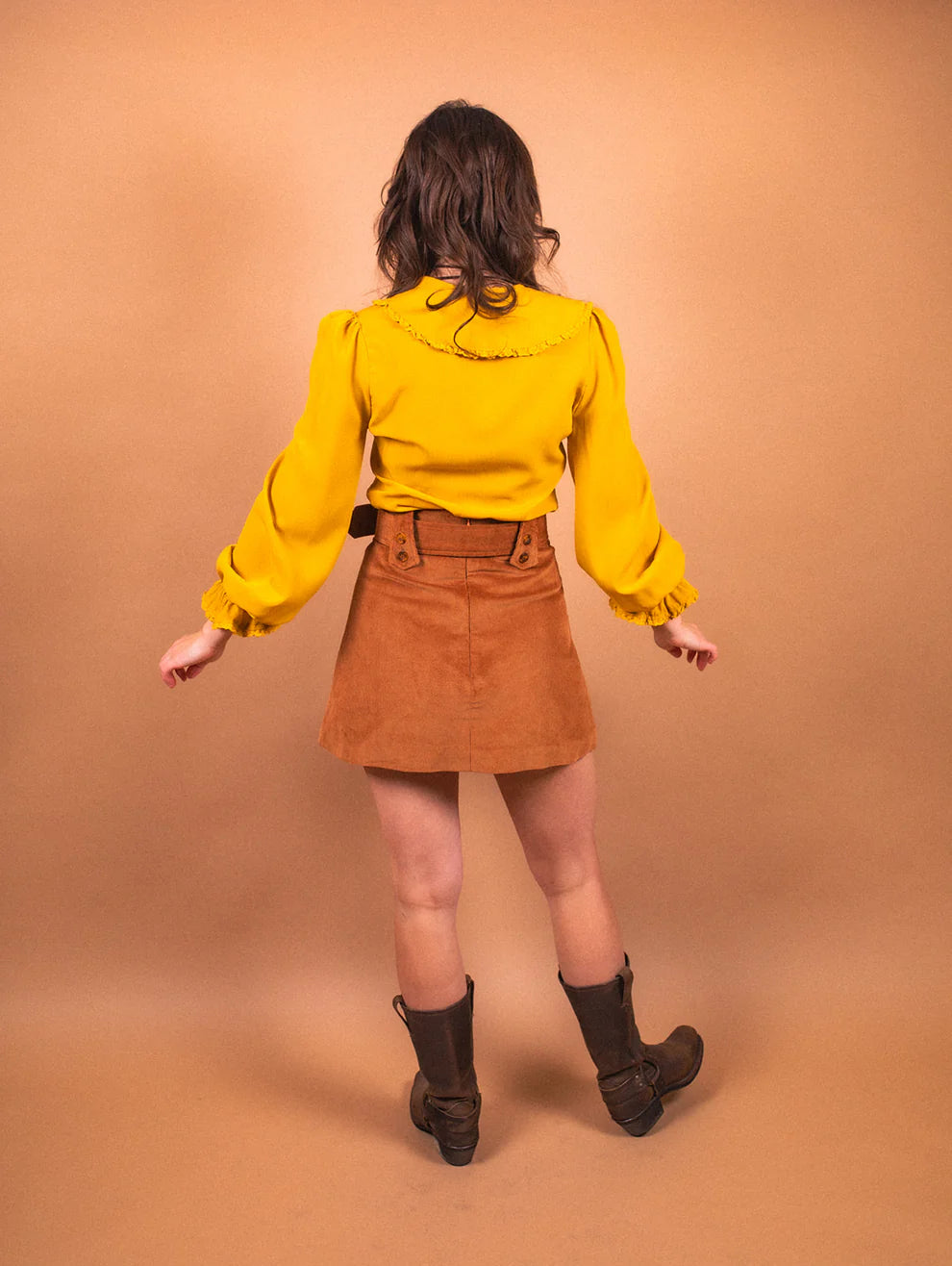 Angelina Mustard Ruffle Collar - Blouse