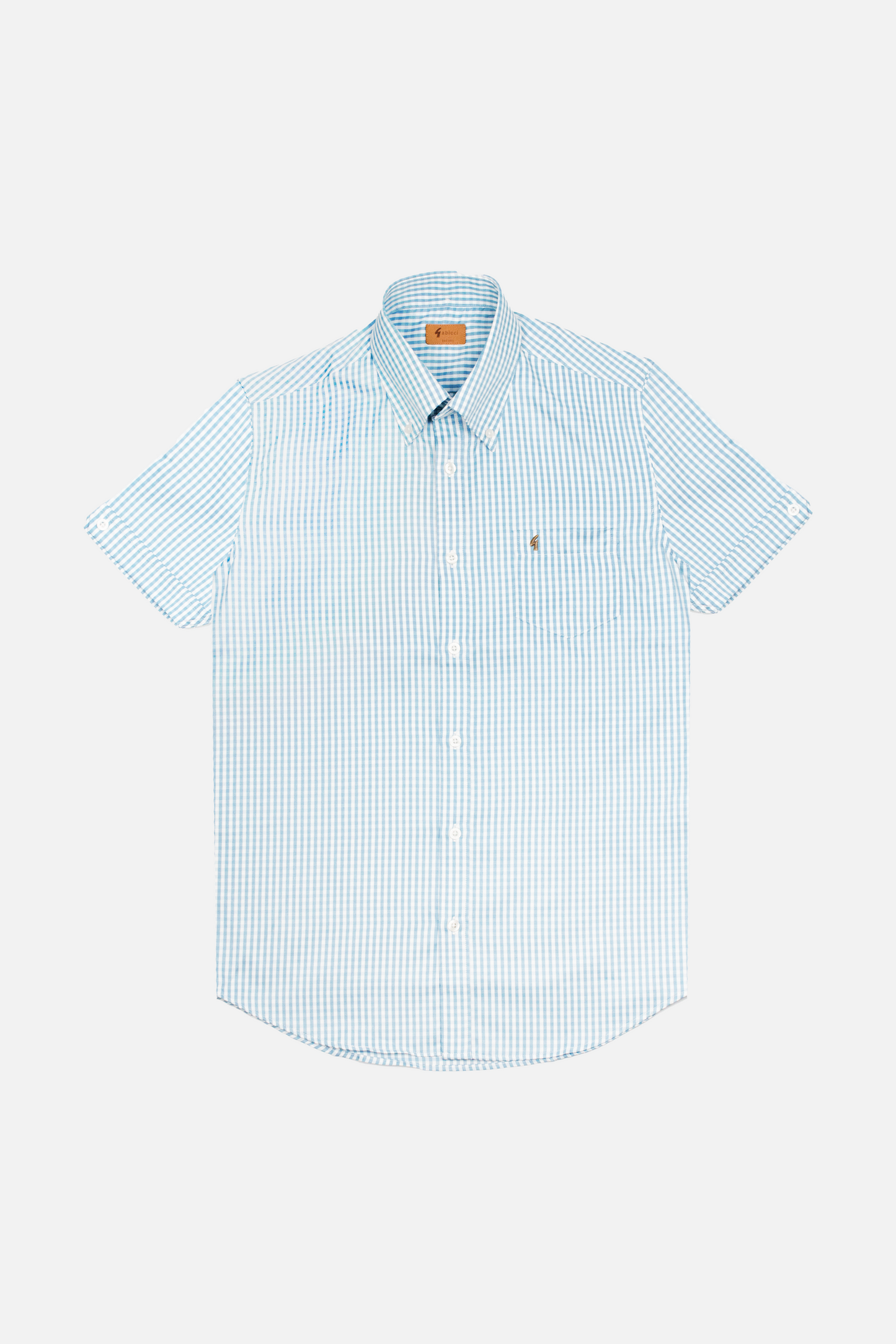 Frazer Aqua Blue Gingham Seersucker S/S - Shirt