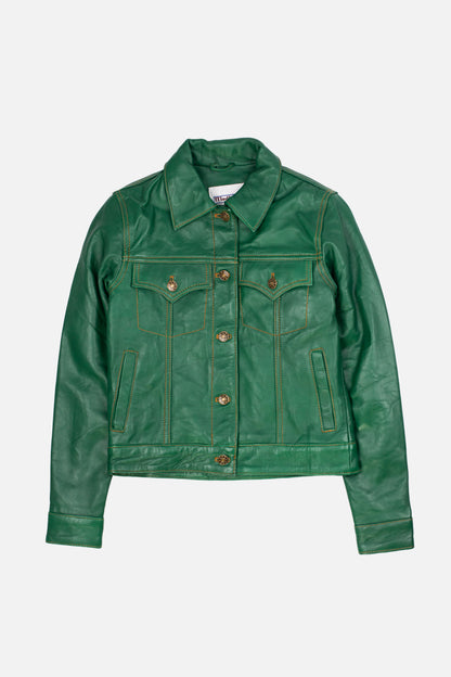 Women's Leather Green - Trucker Jacket