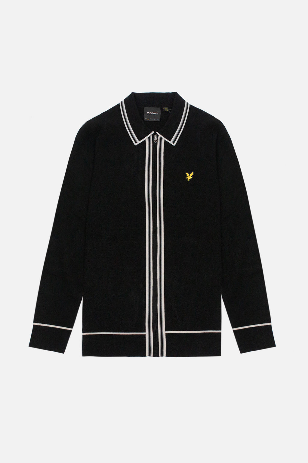 Tipped Knitted Zip Through Jet Black - Polo