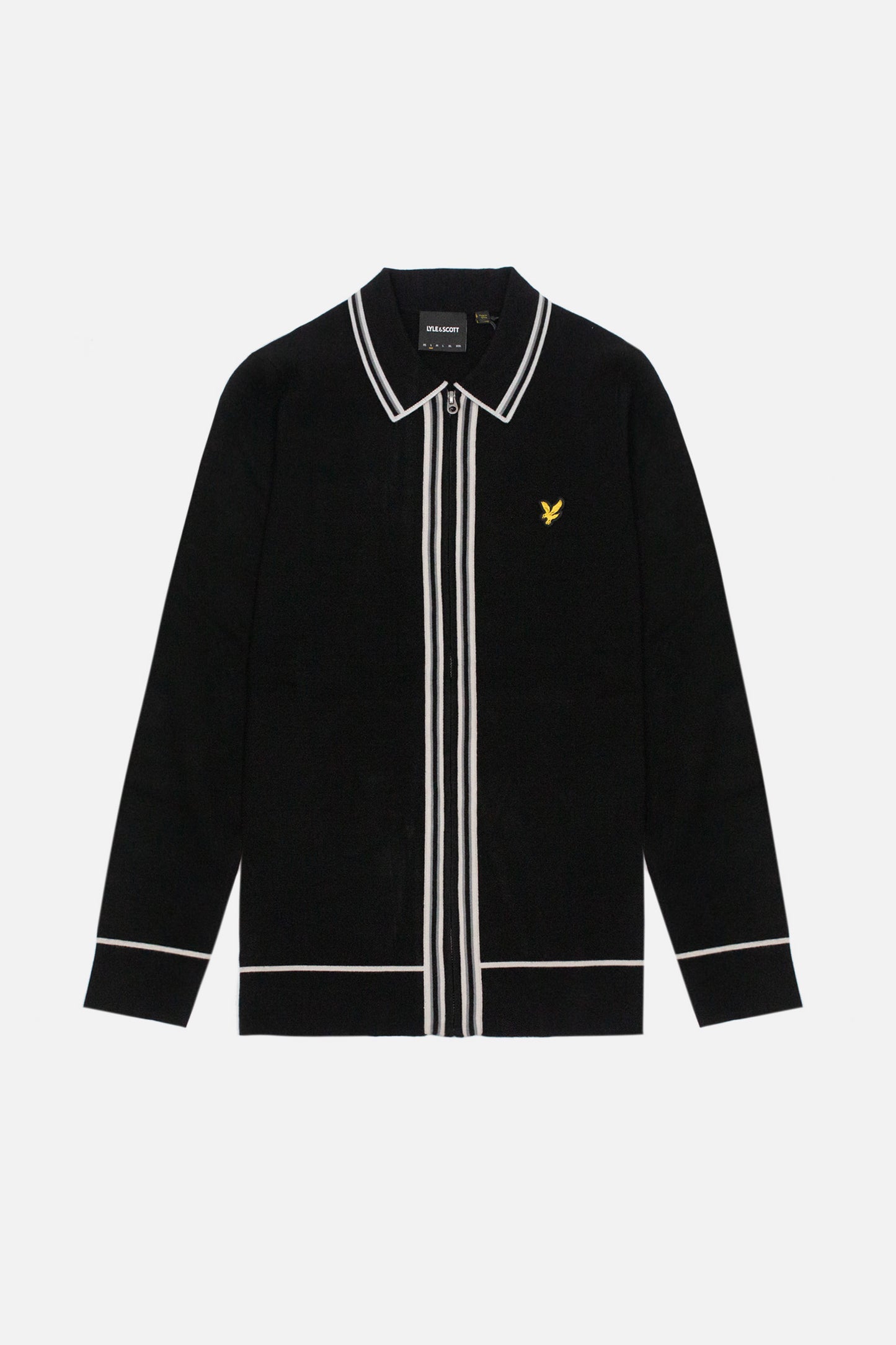 Tipped Knitted Zip Through Jet Black - Polo
