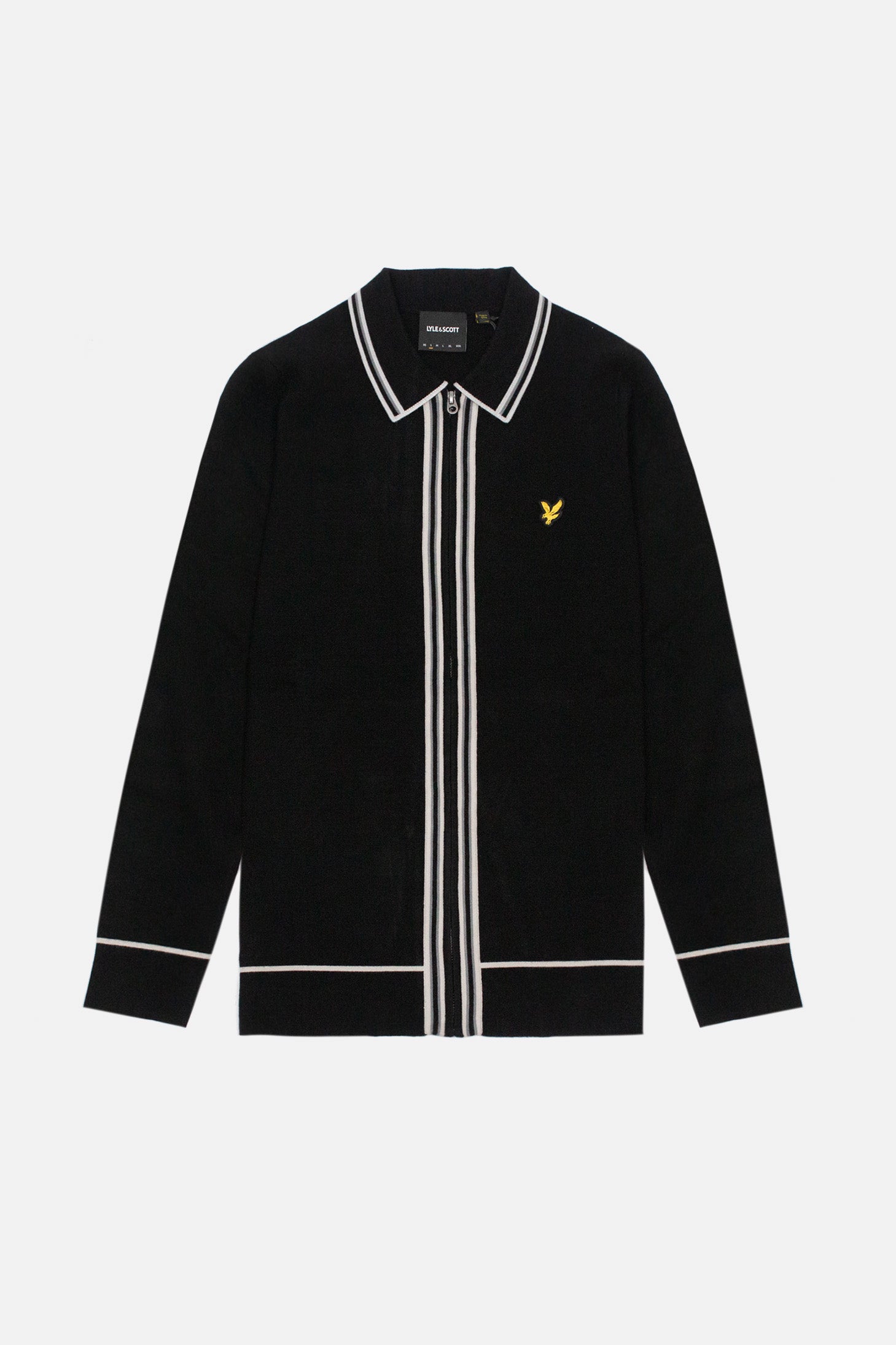 Tipped Knitted Zip Through Jet Black - Polo