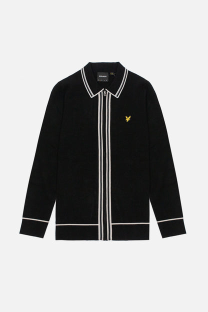Tipped Knitted Zip Through Jet Black - Polo