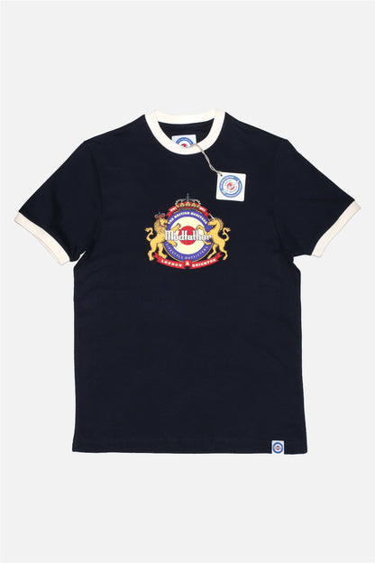 Modfather Crest Logo Navy Ringer - T-Shirt