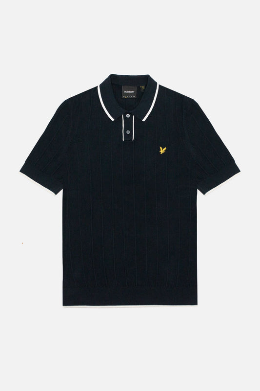 Tipped Pique Dark Navy - Knitted Polo